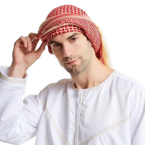 Foulard de tête pour hommes arabes, écharpe de tête pour adultes, Shemagh Keffiyeh musulman saoudien tactique désert, carré en laine, coiffure islamique, châle Turban Eid, cadeau ► Photo 1/6