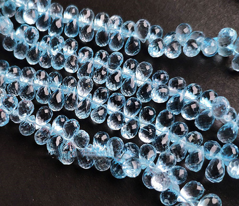 Topaze goutte à facettes 7-8mm bleu ciel 20cm pour bijoux à bricoler soi-même faisant des pierres précieuses en vrac ► Photo 1/4