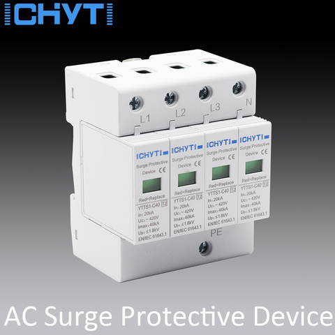 Dispositif de Protection contre les surcharges domestiques, dispositif de Protection contre les basses tensions, AC SPD 4P 10KA 20KA 30KA 40KA 60KA 80KA 385V 420V ► Photo 1/6