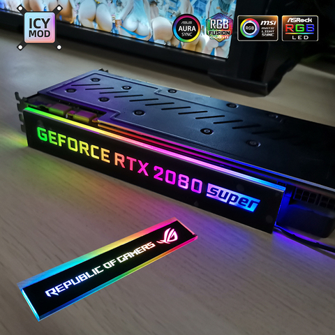 Rvb GPU panneau latéral personnalisable A-RGB VGA décoration carte vidéo couverture personnaliser 5V3PIN/12V4PIN AURA refroidisseur panneau d'éclairage personnalisé ► Photo 1/6