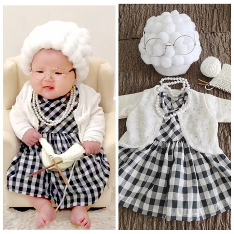 Accessoires de photographie pour nouveau-nés, Costume pour bébés filles, Cosplay, vêtements de grand-mère, chapeau de prise de vue ► Photo 1/6