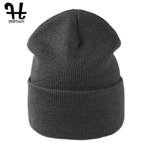 FURTALK – bonnet tricoté pour homme et femme, accessoire de Ski, à manchette, noir, rouge, pour enfant, collection printemps et automne ► Photo 1/6