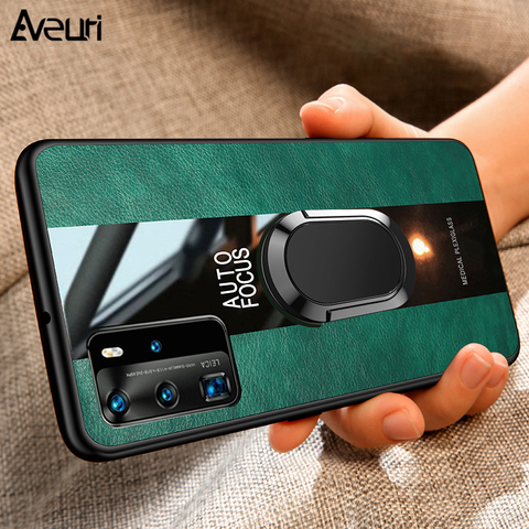 Étui de téléphone en cuir pour Huawei Y5P Y6P Y7P Y8P P40 Lite E P40 Pro anneau coque arrière pour Honor View 10 20 8C 7X Play 3 Y9S 2022 ► Photo 1/6