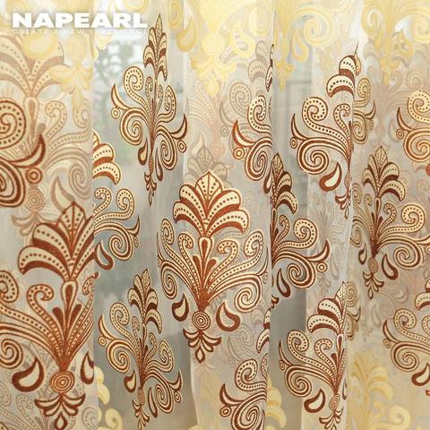 NAPEARL – rideau de fenêtre en Tulle imprimé, Style européen, tissu de luxe, pour salon, cuisine, prêt à l'emploi, pour enfants ► Photo 1/6