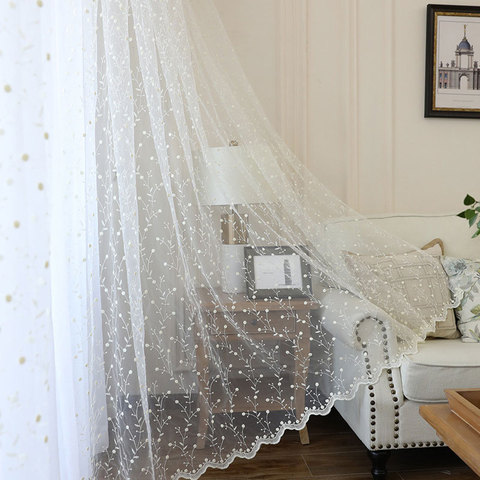 Rideau de fenêtre en Tulle brodé Floral blanc, moderne, pour salon, chambre à coucher, cuisine, Voile ► Photo 1/6