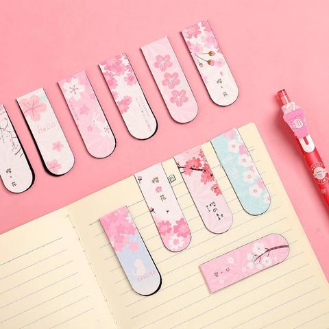 Marque-page magnétique Sakura, dessin animé mignon, vie fraîche, créatif, pour livres, fournitures scolaires, Kawaii, 6 pièces/ensemble ► Photo 1/6