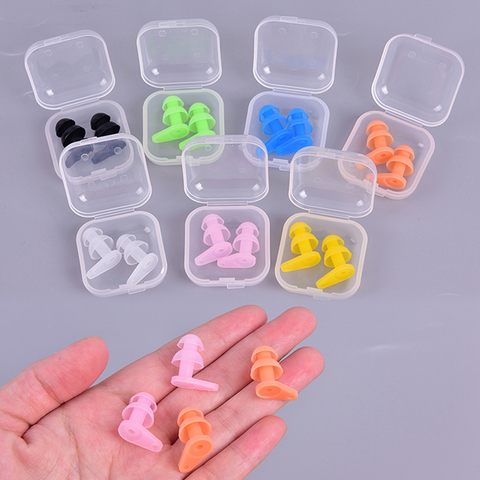 2 pièces doux Anti-bruit bouchon d'oreille étanche natation Silicone bain bouchons d'oreilles pour adultes enfants nageurs plongée ► Photo 1/6