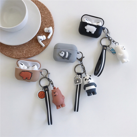 Dessin animé mignon étui pour AirPods Pro 3 Panda ours porte-clés antichoc Bluetooth sans fil casque couverture pour Airpods 3 accessoires ► Photo 1/6