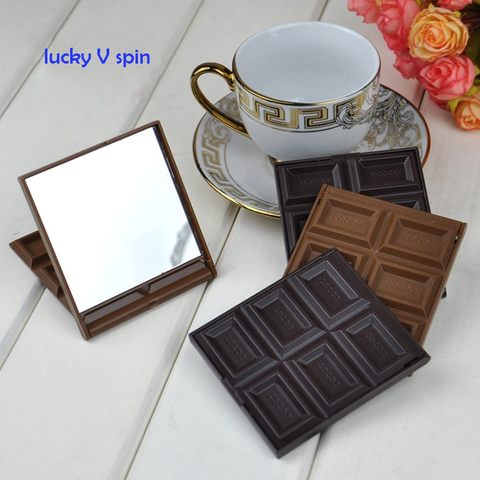 Mini miroir de maquillage pliable, mignon forme Cookie, carré de poche en verre + plastique, joli pour femmes et filles ► Photo 1/6