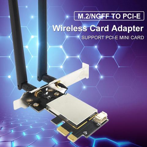 Double bande Wifi sans fil Mini PCI-E WLAN 2.4G/5Ghz Wi-Fi + Bluetooth M.2/NGFF carte sans fil vers PCI Express adaptateur pour PC de bureau ► Photo 1/6