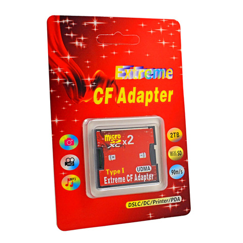 Emballage d'origine double fente Micro SD TF vers CF adaptateur MicroSD MicroSDHC MicroSDXC vers Compact Flash Type I convertisseur de carte mémoire ► Photo 1/6