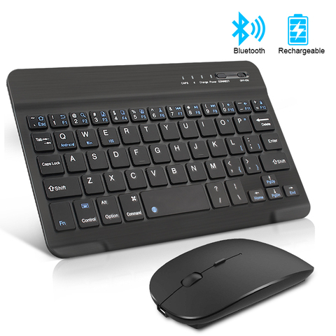 Clavier et souris sans fil Mini clavier bluetooth Rechargeable avec souris clavier ergonomique silencieux pour téléphone tablette ► Photo 1/6