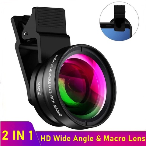 Tongdaytech 2IN1 HD téléphone portable caméra grand Angle lentille télescope Macro lentille pour Iphone 11 Pro Samsung Xiaomi Lente Para celulaire ► Photo 1/6