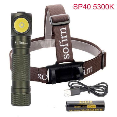 Nouveau Sofirn SP40 phare 18650 USB Rechargeable 18350 lampe de poche lampe frontale Cree XPL 1200lm phare LED avec aimant bouchon arrière ► Photo 1/6