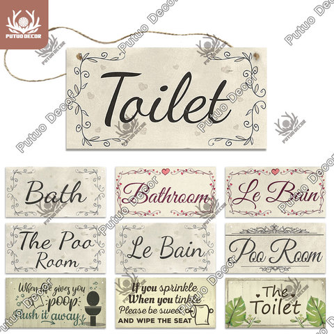 Putuo-plaques décoratives pour toilettes, plaques à suspendre en bois, plaques décoratives pour porte de toilette, Bar, Pub, décoration de plage ou de maison ► Photo 1/6