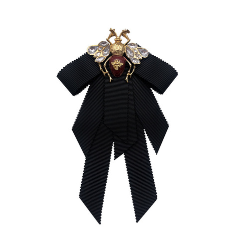 Rétro tissu ruban strass abeille noeud papillon collier broche Bowkont Cravat broches broches cadeaux pour femmes vêtements bijoux accessoires ► Photo 1/5