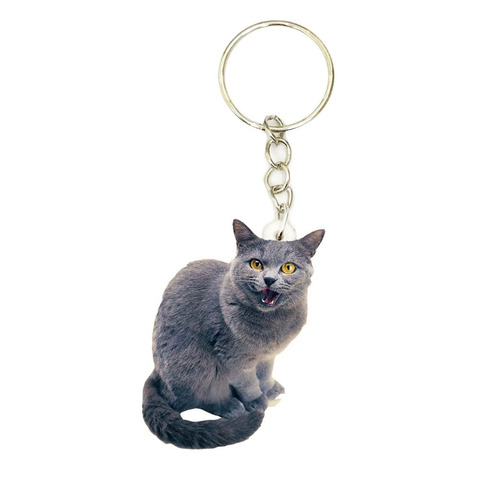 British Shorthairs chat acrylique porte-clés Animal mignon breloques porte-clés hommes porte-clés anneau petit ami cadeau cadeaux pour les femmes porte-clés ► Photo 1/1