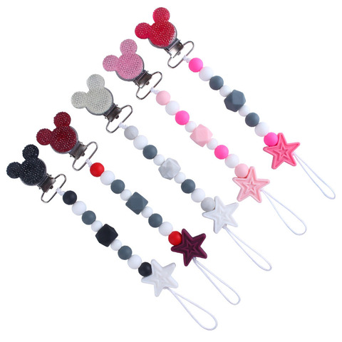 XCQGH – porte-sucette en Silicone pour bébé, 1 pièce, chaîne à mâcher, perles scintillantes, Clip de sucette pour bébé garçon et fille ► Photo 1/6