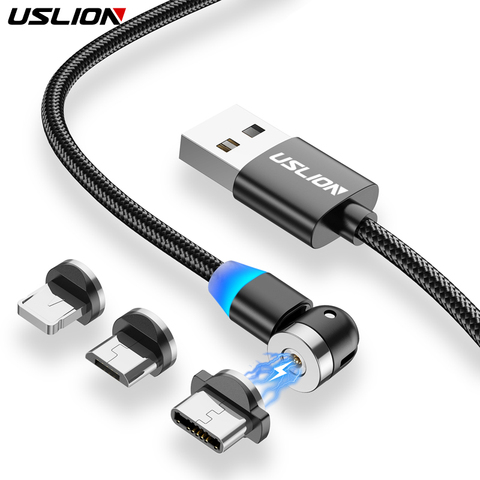 USLION LED 540 câble USB magnétique charge rapide Type C câble aimant chargeur fil Micro USB C câble pour iPhone 11 8 XS Max Xiaomi ► Photo 1/6