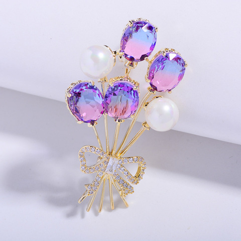 Élégant cristal clair broches pour femmes romantique ballon de mariage bijoux Bouquet accessoires broche broche cadeaux broches mujer ► Photo 1/6