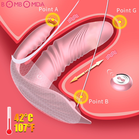 Godemiché vibrateur télescopique, jouets sexuels sans fil à distance, culottes érotiques, chauffage, stimulateur de Clitoris ► Photo 1/6