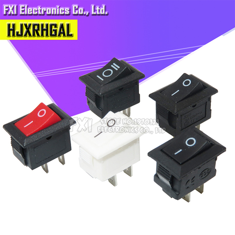 10 pièces bouton poussoir 10x15mm SPST 2Pin 3pin 3A 250V KCD11 Snap-in On Off bateau interrupteur à bascule 10MM * 15MM noir rouge blanc ► Photo 1/6