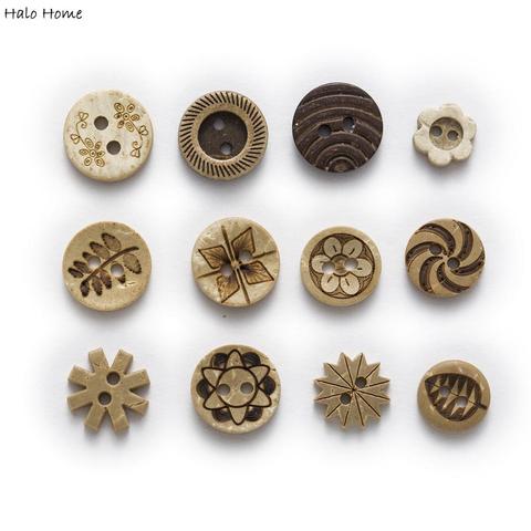 30 pièces Options multiples boutons de noix de coco ronde couture Scrapbooking vêtements artisanat accessoires travail manuel faisant décor ► Photo 1/3