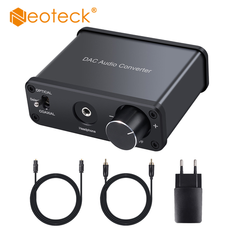 Neoteck adaptateur de convertisseur Audio numérique, analogique ou 192 kHz, réglage du Volume de Support des DAC avec amplificateur d'écouteurs, adaptateur électrique ue ► Photo 1/6