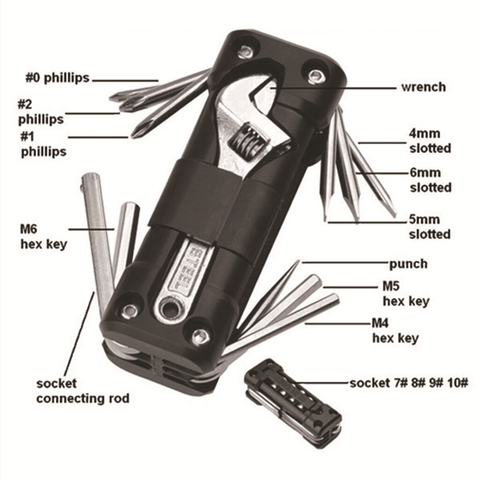 Vélo vélo moto multitool hexagonale tournevis moteur kit multi outil clé fix rayon Touring poche multifonction ► Photo 1/5