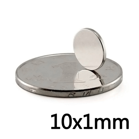 20/50/100 pièces 10x1mm mince néodyme aimant fort 10mmX1mm aimant Permanent 10x1mm puissant aimant rond magnétique 10*1mm ► Photo 1/4