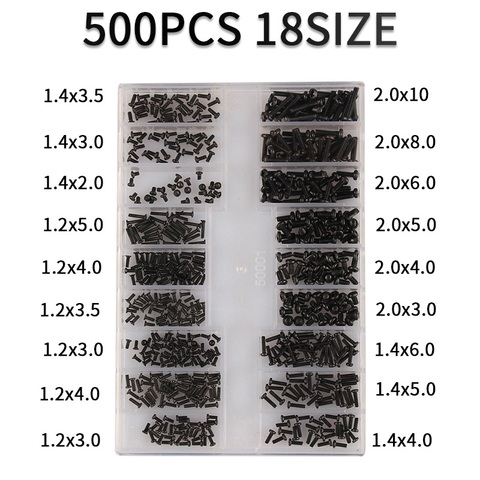 Jeu de fixations de vis, 500 pièces, Kit de bricolage Mini vis, 18 Types, utilisation pour montre, ordinateur portable Notebook lunettes, réparation électronique numérique ► Photo 1/6