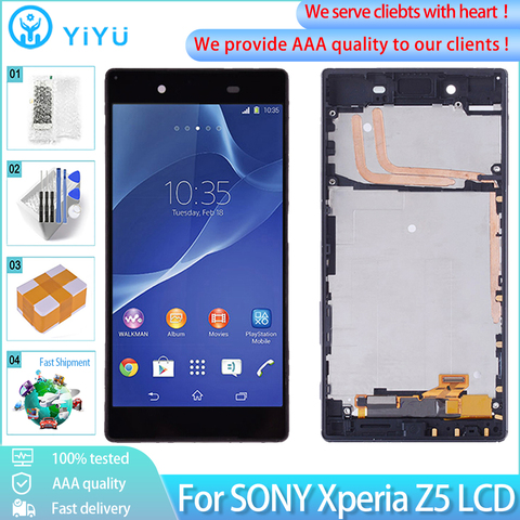 Écran tactile LCD avec châssis de remplacement, 5.2 pouces, pour SONY Xperia Z5 E6603 E6633 E6653 E6683 ► Photo 1/6