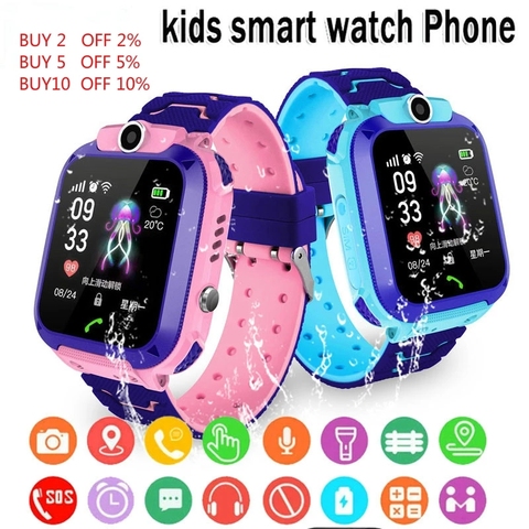 Montre connectée Q12 pour enfants, Version anglaise, étanche, écran tactile, positionnement LBS, parlant ► Photo 1/6