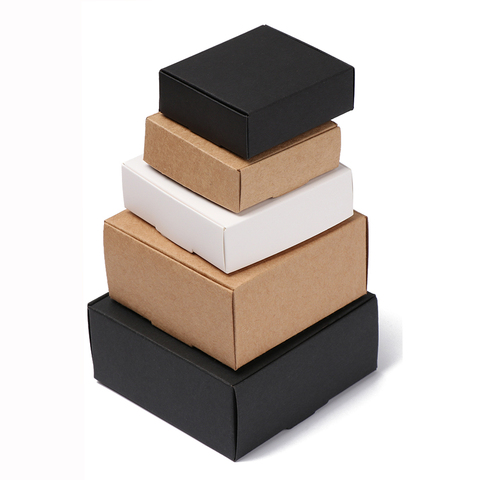 10 pièces/lot 9 tailles petite boîte de papier Kraft brun carton fait à la main boîte à savon blanc artisanat papier cadeau boîte noir emballage boîte à bijoux ► Photo 1/6