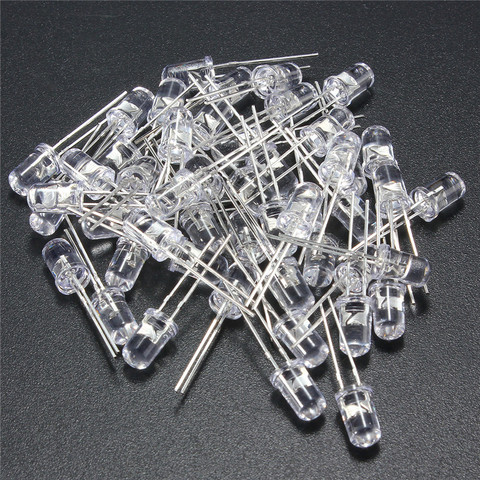 50 Pcs/lot 5mm Lumière Diode DIY Kit Blanc Jaune Rouge Bleu Rond vert Clair de L'eau Top LED Light Emitting Diodes Lampe ampoules ► Photo 1/6