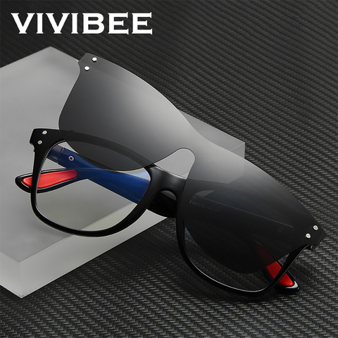 VIVIBEE-lunettes de soleil magnétiques à Clip pour hommes, lentille polarisée, carrée Anti-lumière bleue, monture pour les yeux et femmes, tendance 2022 ► Photo 1/6