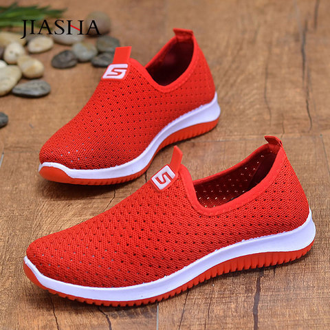 Chaussures vulcanisées pour femmes, baskets plates en maille respirante, mocassins à enfiler, nouvelle collection ► Photo 1/6
