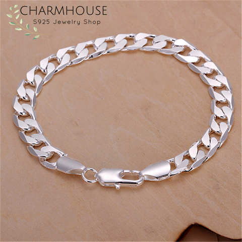 Charmhouse – Bracelets en argent pur 925 pour hommes, chaîne à maillons de 8mm, accessoires Bijoux ► Photo 1/6