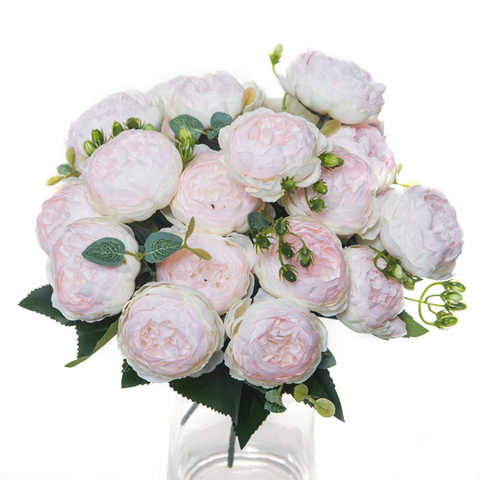 Fleurs artificielles soie pivoines Roses Bouquet de haute qualité Vase pour la décoration intérieure de noël mariage décoratif mariée faux plantes ► Photo 1/6