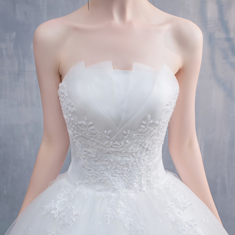 Robe De mariée Simple en dentelle perlée, sans bretelles, à la mode, vente en gros, bon marché, nouvelle collection ► Photo 1/6