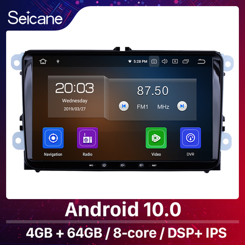 Seicane-lecteur multimédia avec GPS, autoradio pour VW Golf Polo Passat Touran T5 Cupra Seat Toledo Leon Skoda Octavia, Android 10.0 ► Photo 1/6