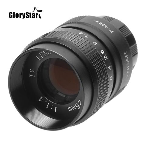 GloryStar 25mm CCTV F1.4 TV objectif de film + monture C + pare-soleil en métal pour Canon EOS EF EFS appareil photo reflex numérique 5D 6D 7D II III 70D 80D ► Photo 1/6