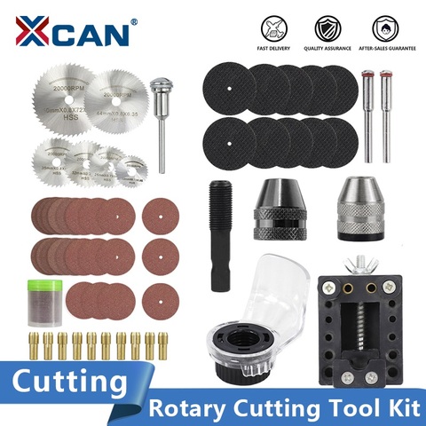 XCAN Kit d'outils de coupe rotatifs HSS lame de scie disque de coupe en métal 4.3 4.8mm Mini mandrin de forage lame de scie circulaire pour la coupe du bois ► Photo 1/6