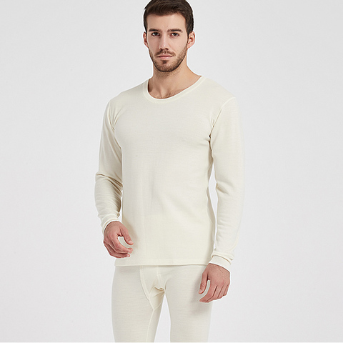 Ensemble de sous-vêtements 100% laine mérinos pour homme, épaisseur 280 g/m², thermique, chaud, respirant, haut et pantalon, hiver ► Photo 1/5