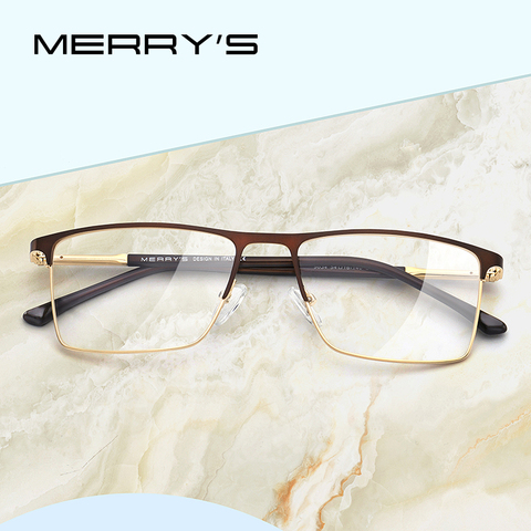 MERRYS-lunettes de luxe pour hommes, monture pour hommes, carrée optique, Prescription, hypermétropie, en alliage, S2034 ► Photo 1/6