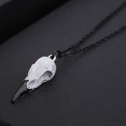 Collier avec pendentif crâne de corbeau en 3D, réplique de résine, bijou gothique, cadeau, livraison gratuite ► Photo 1/6