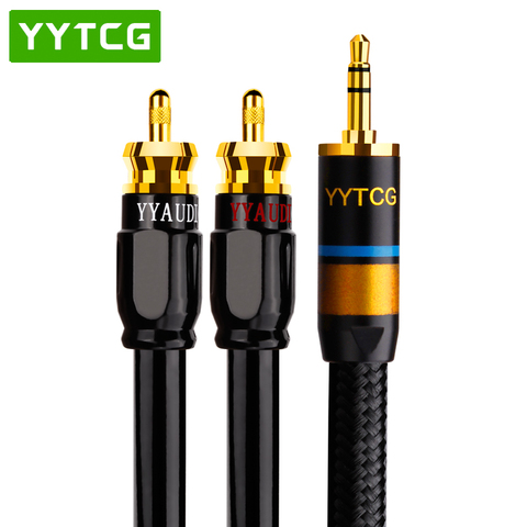 YYTCG câble RCA HiFi stéréo 3.5mm à 2RCA câble Audio AUX RCA Jack 3.5 Y répartiteur pour amplificateurs Audio Home cinéma câble RCA ► Photo 1/6