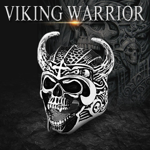 BEIER-bague crâne de guerrier Viking en acier inoxydable 316L, couleur argent Cool, Punk, bijou de motard de dieu de la guerre, BR8-692 ► Photo 1/6