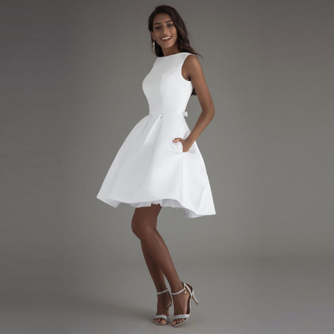 Booma-robe de mariée courte en Satin blanc ivoire, robe de mariée, bonne qualité, robe de cérémonie de mariage, 2022 ► Photo 1/6