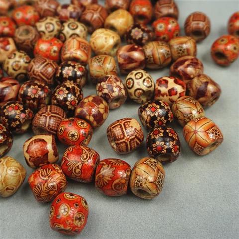 Perles en bois naturel, grand trou, Vintage, collier, breloque, perles en bois, en vrac, pour la fabrication de bijoux, Diy, 100 pièces/lot ► Photo 1/6